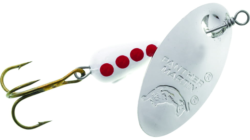 Panther Martin Classic Regular In-Line Spinner, #6, 1/4 oz Silver/White/Red, 6PMR-SWR