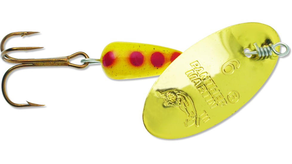Panther Martin Classic Regular In-Line Spinner, #6, 1/4oz, Gold &amp; Yellow, 6PMR-GY