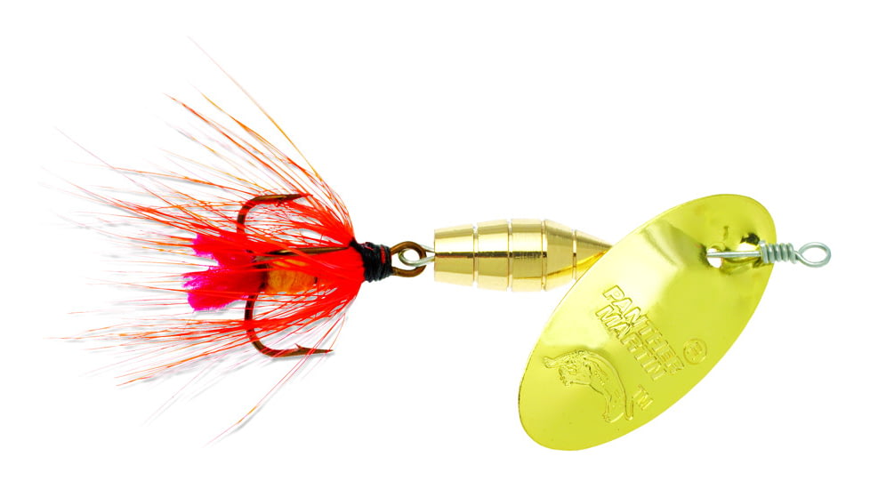 Panther Martin Deluxe Fly In-Line Spinner, #4, 1/8oz, Gold &amp; Yellow, 4PMF-GY