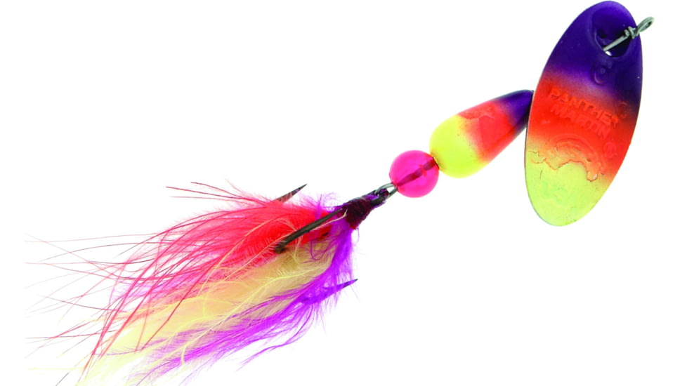 Panther Martin FishSeeUV In-Line Spinner, Number 9, 3/8 oz Chartreuse/Orange/Purple, 9PMUVM-COP