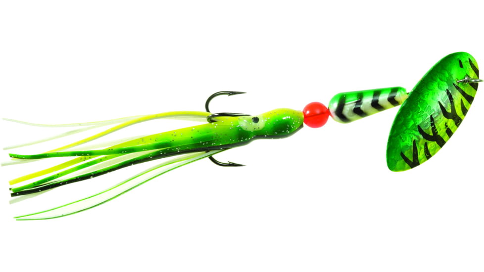 Panther Martin Hammered UV Hoochie Skirt In-Line Spinner, #12, 7/16 oz, Green &amp; Chartreuse, 12PMSSTUVHHSHMGCT