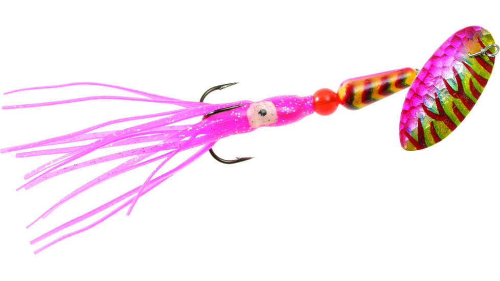 Panther Martin Hammered UV Hoochie Skirt In-Line Spinner, #12, 7/16 oz, Green &amp; Pink, 12PMSSTUVHHSHMGPT