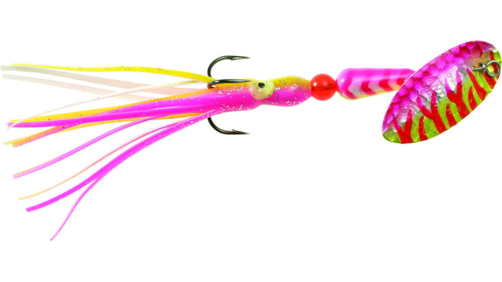 Panther Martin Hammered UV Hoochie Skirt In-Line Spinner, #12, 7/16 oz, Yellow &amp; Pink, 12PMSSTUVHHSHMYPT