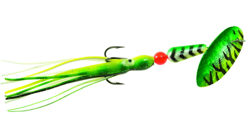 Panther Martin Hammered UV Hoochie Skirt In-Line Spinner, #15, 1/2 oz, Green &amp; Chartreuse, 15PMSSTUVHHSHMGCT
