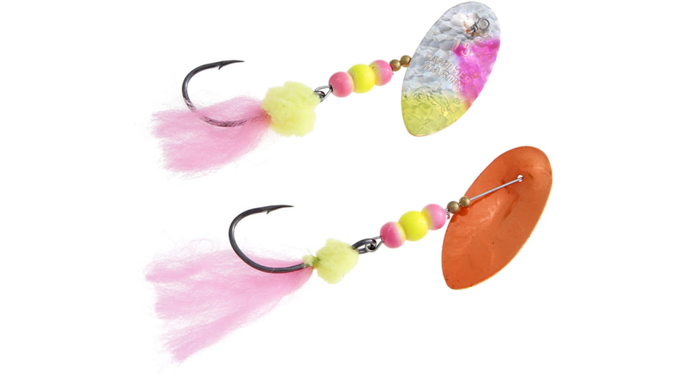 Panther Martin Holy Roe Holographic Hammered In-Line Spinner, #12L, 3/10oz, Chartreuse &amp; Pink, 12LPMSSHR-HCP