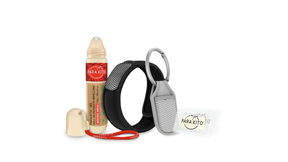 Parakito Bundle w/ 1 Roll-on, 1 WristBand 1 Clip, 2 Refils, Black Band/Grey Clip, One Size, R001-WBBKCG