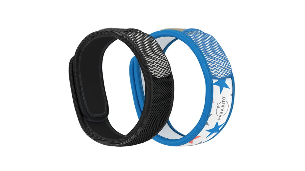 Parakito Mosquito Repellent Bonus Pack, 2 Wristbands w/ 2 Refills, Black/Stars, One Size, FGWBBKSS
