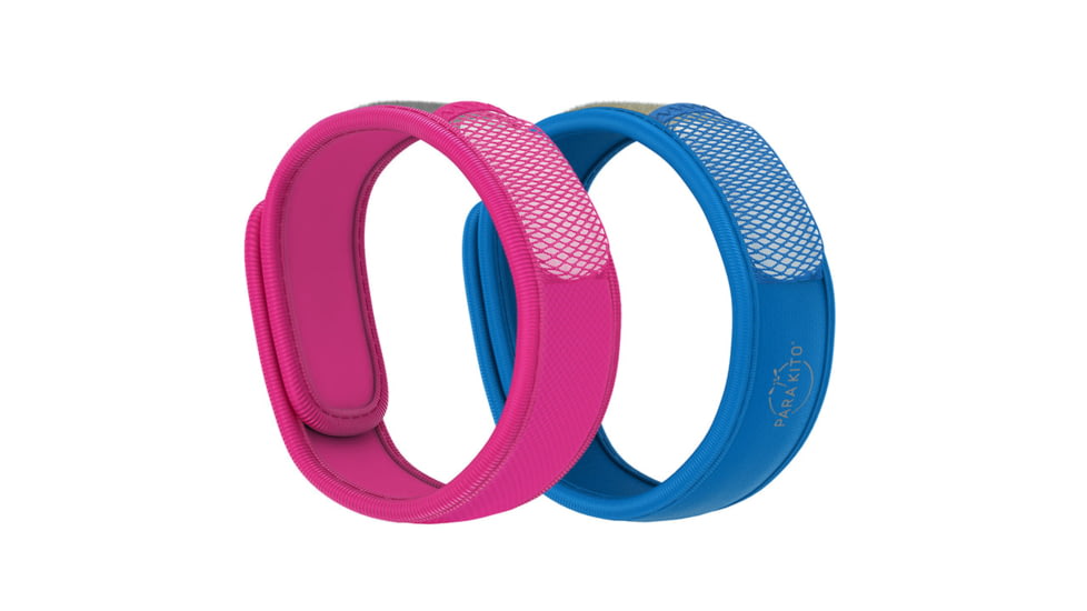 Parakito Mosquito Repellent Bonus Pack, 2 Wristbands w/ 2 Refills, Fuchsia/Blue, One Size, FGWBFABE