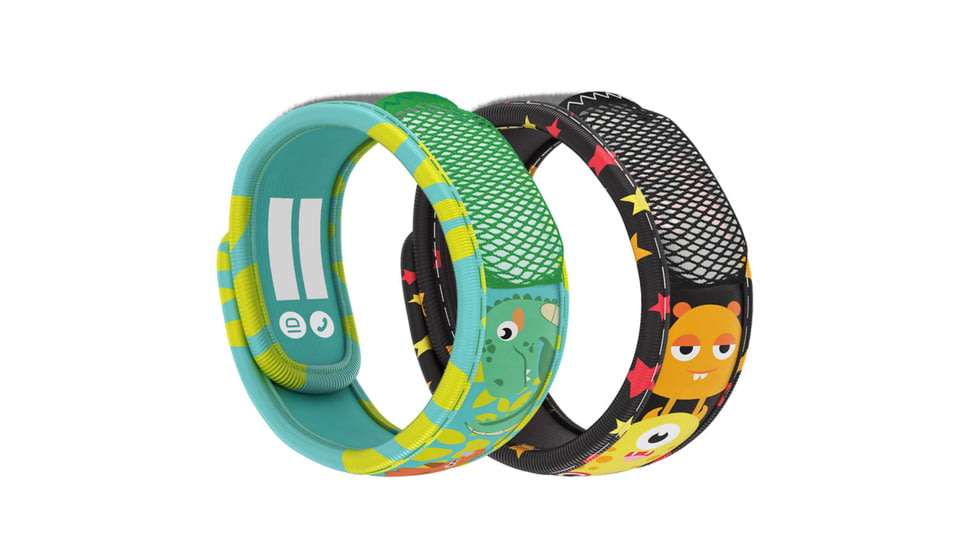 Parakito Mosquito Repellent Bonus Pack - Kids, 2 Wristbands w/ 2 Refills, Green Dinosaur/Monster, One Size, FGKWBMRGD