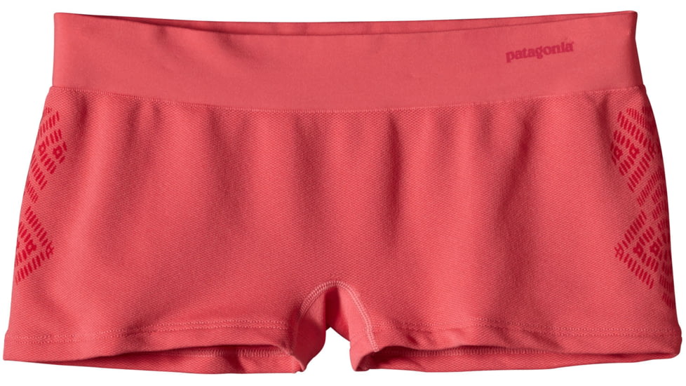 Patagonia Active Mesh Boy Shorts - Women's-Diamante Graphic/Ginger Berry-X-Large