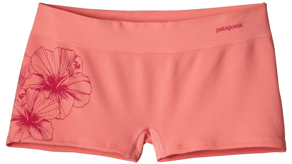 Active Mesh Boy Shorts - Womens-Waterflower Graphic/Pickled Pink-Large