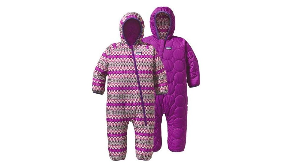 Patagonia Baby Reversible Puff-Ball Bunting-Imogen Stripe/Ikat Purple-2T