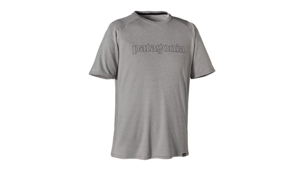 Patagonia Capilene 1 Silkweight Graphic T-Shirt - Men's-Text Outline Logo/Feather Grey-Small