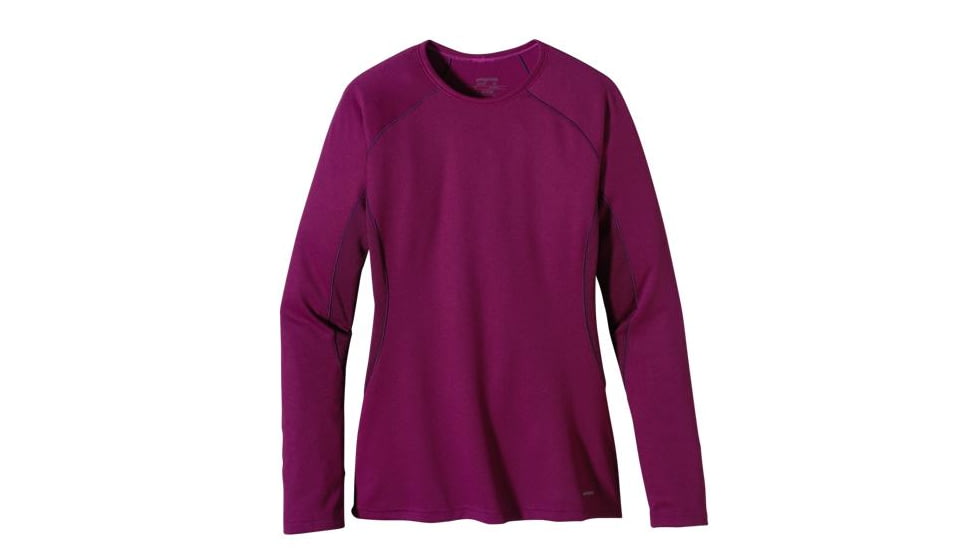Patagonia Capilene 3 Midweight Crew Long Sleeve - Women's-Sandstone Stripe/Rubellite Pink-Large