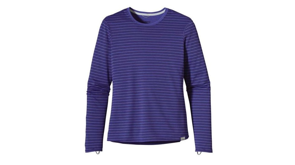 Patagonia Capilene 3 Midweight Crew Long Sleeve - Women's-Hardy Stripe/Marathon Blue-Large