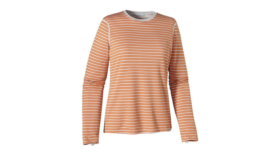 Patagonia Capilene 3 Midweight Crew - Women's-HStripeBWhite/Peach Sherbet-Small