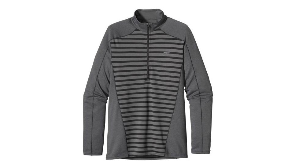 Patagonia Capilene 3 Midweight Long Sleeve Zip-Neck - Men's-Sandstone Stripe / Forge Grey-Small