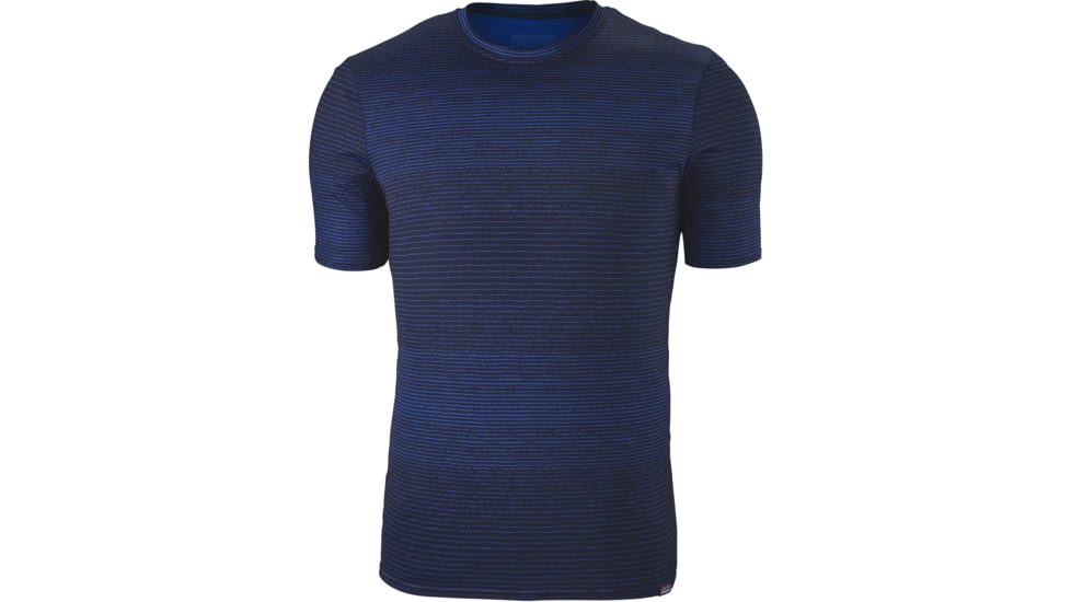 Patagonia Capilene Daily T-Shirt - Men's-Distressed Stripe/Navy Blue-Large