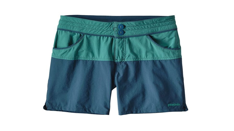 Patagonia Colorblock Stretch Wavefarer Shorts - Women's-Gem Green-2