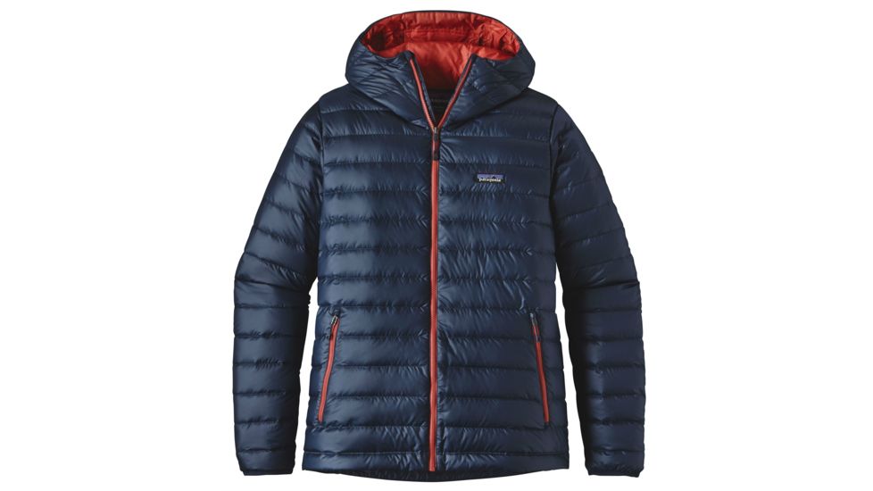 Patagonia Down Sweater Hoody - Men's -Navy Blue/Ramble Red-Medium