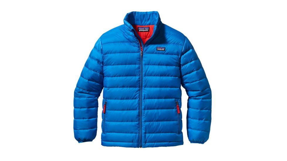 Patagonia Down Sweater Jacket - Boy's-Andes Blue/Turkish Red-X-Large