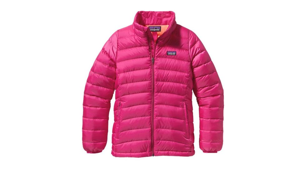 Patagonia Down Sweater Jacket - Girl's-Radiant Magenta/Peach Sherbet-X-Small