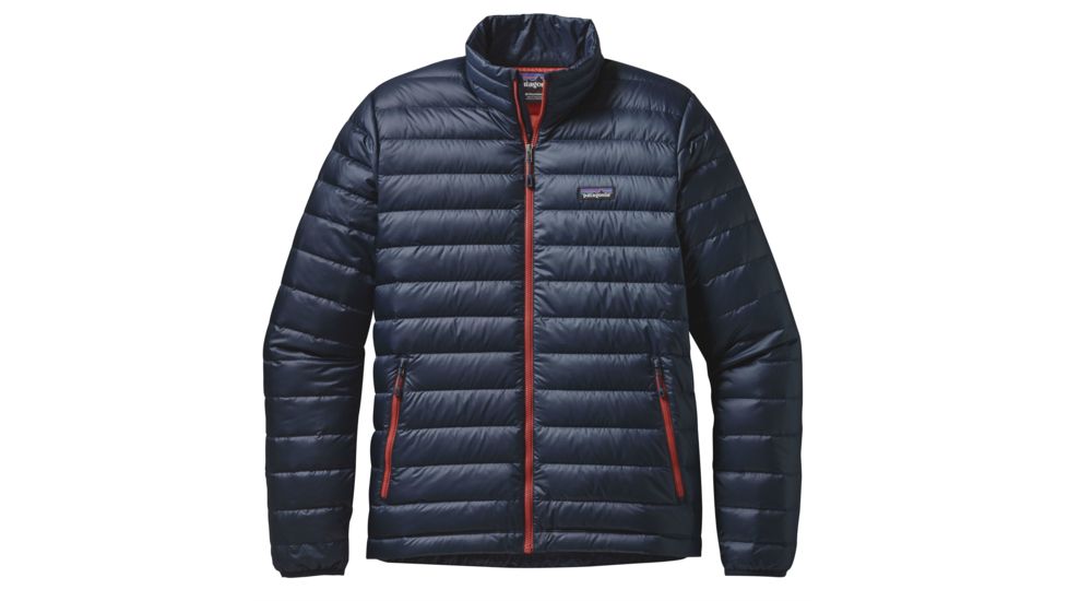 Patagonia Down Sweater - Men's-Large-Navy Blue/Ramble Red