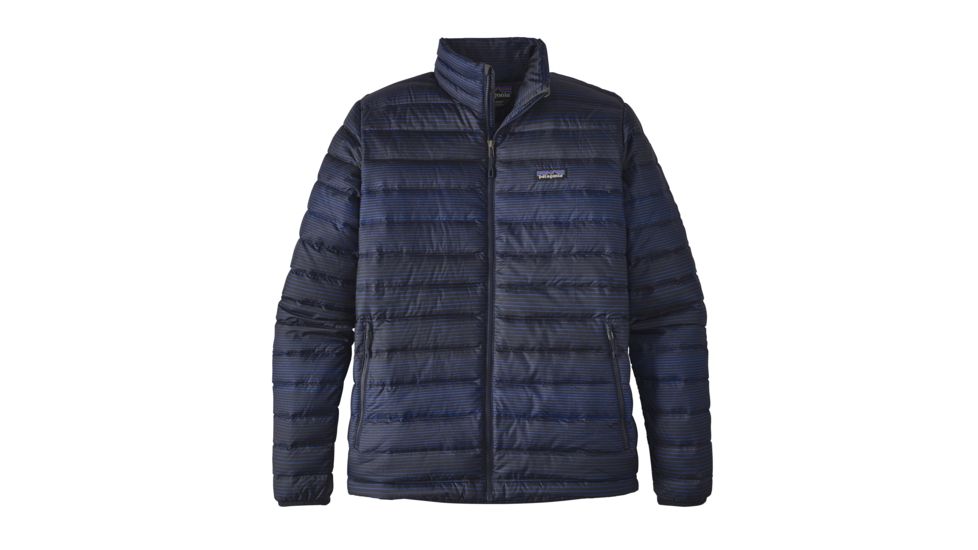 Patagonia Down Sweater - Mens-Small-Distressed Stripe/Navy Blue