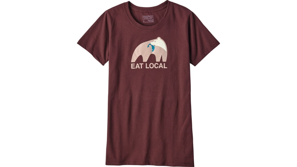 Patagonia Eat Local Upstream Cotton/Poly Responsibili-Tee - Women's-Dark Ruby-X-Small