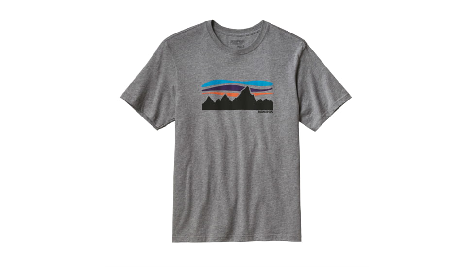 Patagonia Fitz Roy Banner Cotton T-Shirt - Men's -Gravel Heather-X-Small