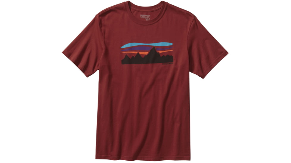Fitz Roy Banner Cotton T-Shirt - Mens -Drumfire Red-Small