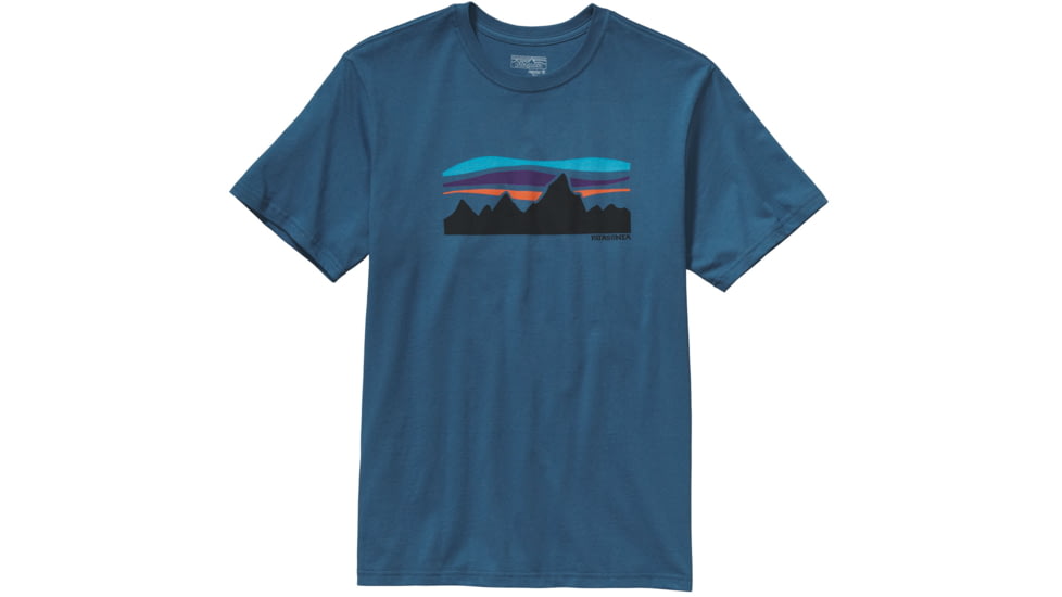 Fitz Roy Banner Cotton T-Shirt - Mens -Glass Blue-X-Large