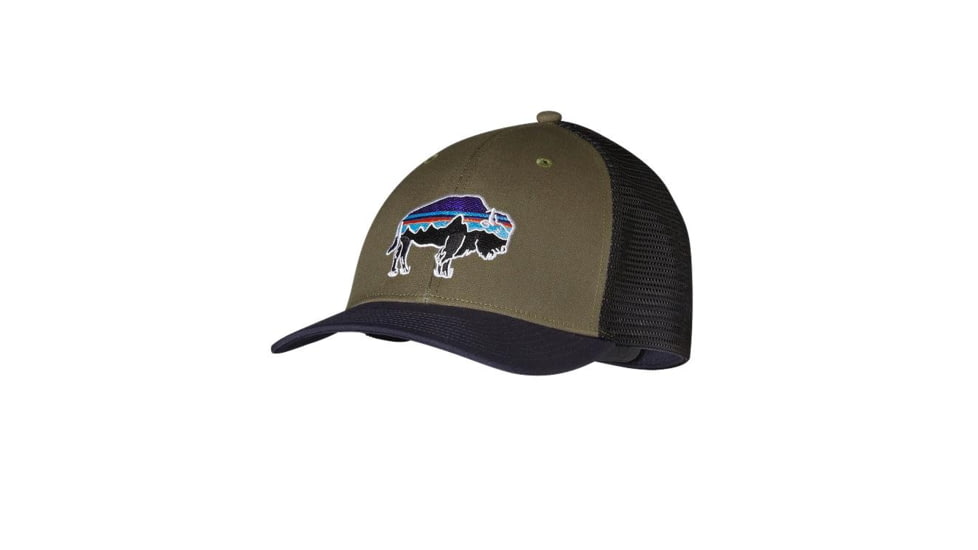Patagonia Fitz Roy Bison Trucker Hat - Mens-Fatigue Green