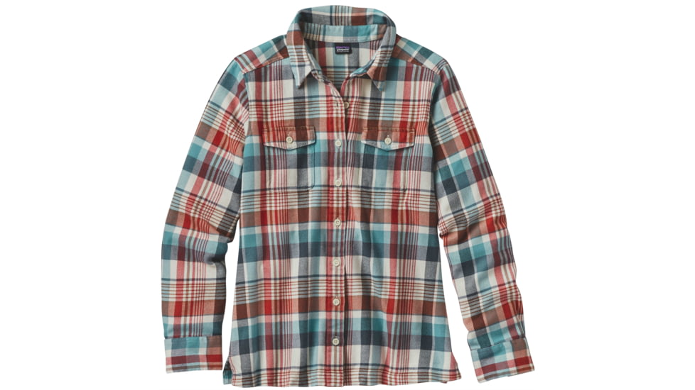 Patagonia Fjord Flannel Long Sleeve Shirt - Women's-Bay Laurel/Toasted White-0
