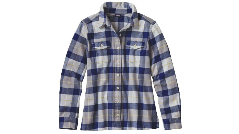 Patagonia Fjord Flannel Long Sleeve Shirt - Women's-Tree Crown/Harvest Moon Blue-0