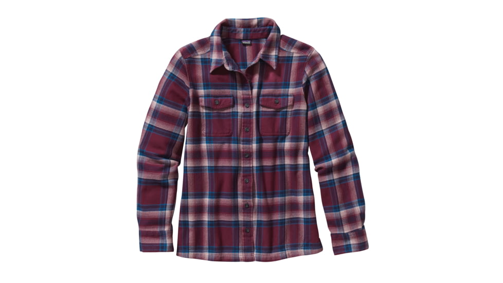 Patagonia Fjord Flannel Long Sleeve Shirt - Womens-Handicraft/Oxblood Red-0