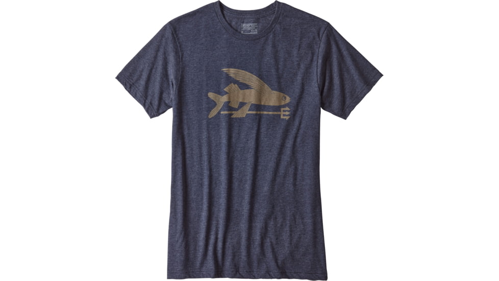 Patagonia Flying Fish Cotton/Poly T-Shirt - Men's-Navy Blue/Ash Tan-X-Small