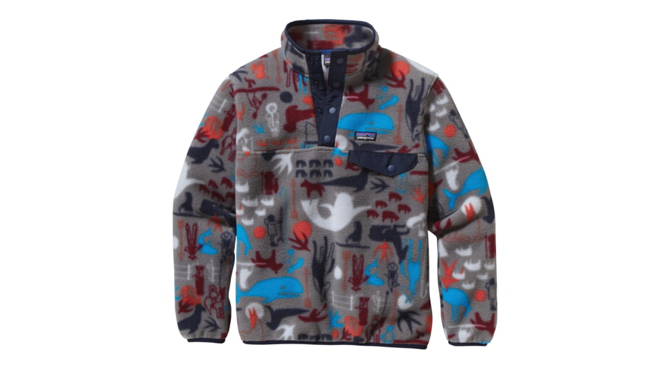Patagonia Lightweight Synchilla Snap-T Pullover - Boys-Arctic Kin/Feather Grey-Small
