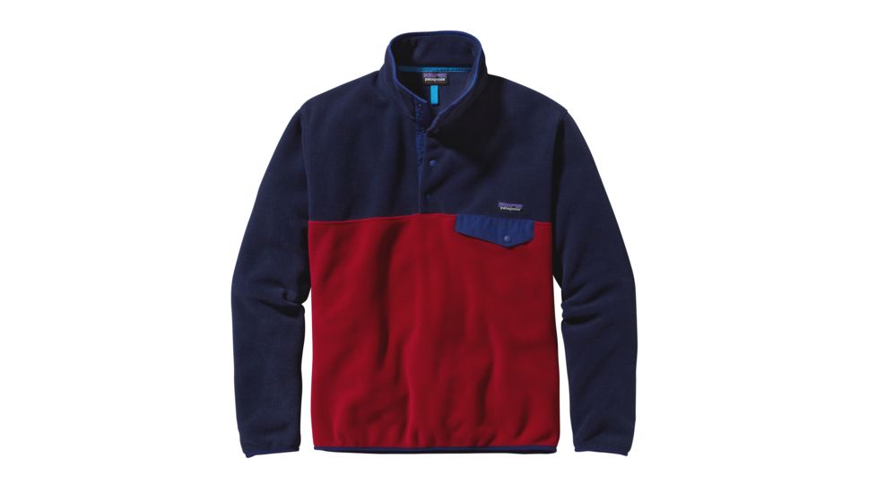 Patagonia Lightweight Synchilla Snap-T Pullover - Mens-Classic Red/Navy Blue-Small