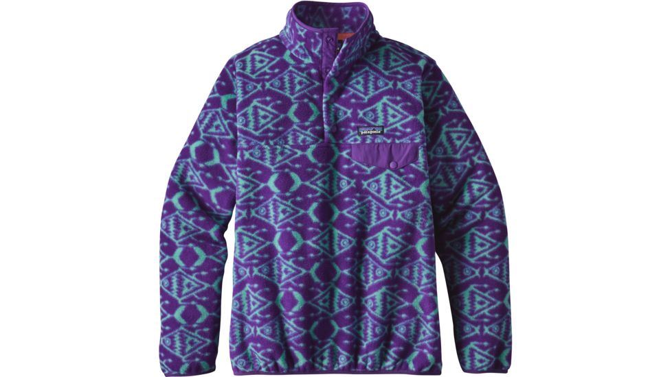 Patagonia Lightweight Synchilla Snap-T Pullover - Women's-Ikat Fish Big/Purple-X-Small