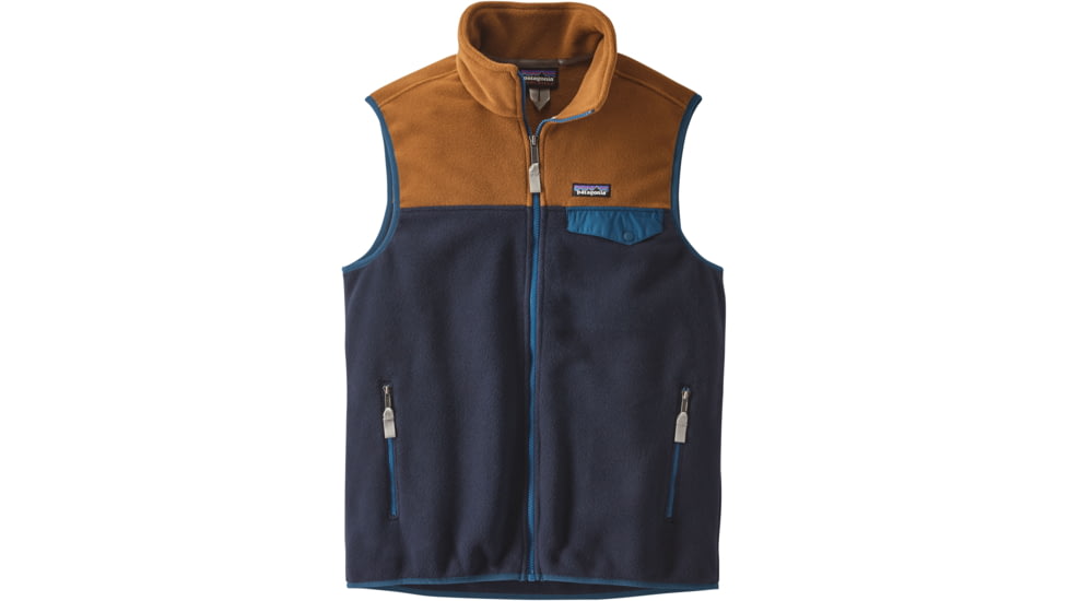Patagonia Lightweight Synchilla Snap-T Vest - Men's-Navy Blue/Bear Brown-X-Small