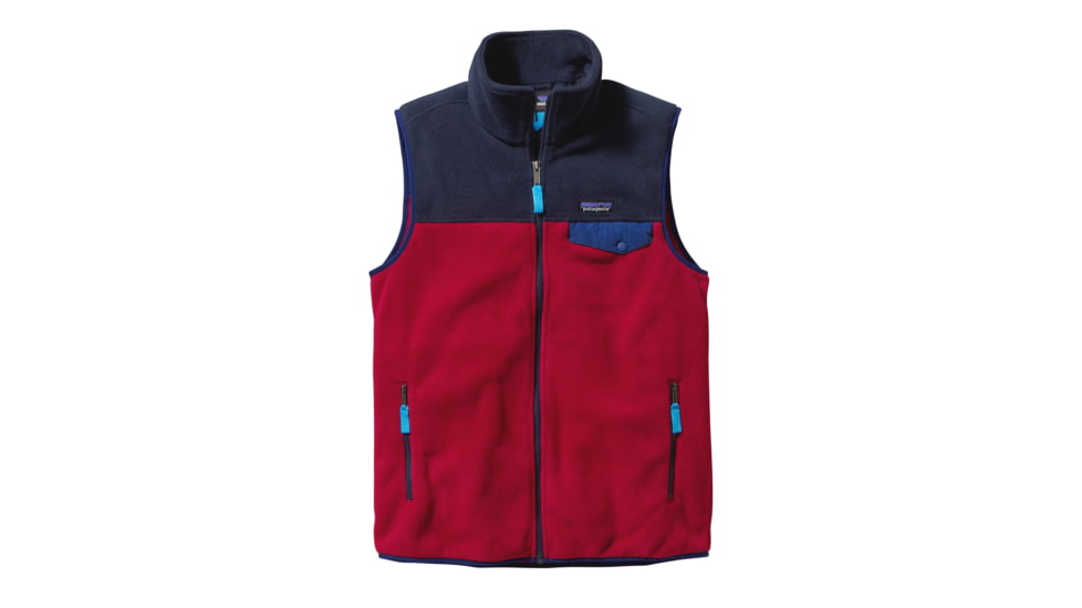 Patagonia Lightweight Synchilla Snap-T Vest - Mens-Classic Red/Navy Blue-Medium