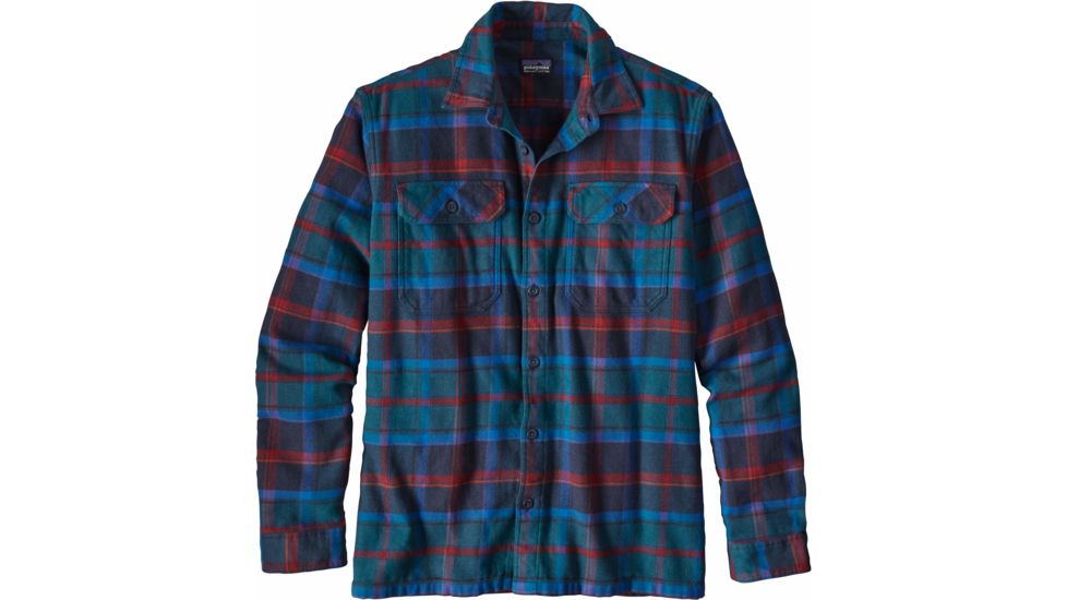 Patagonia Long Sleeve Fjord Flannel Shirt - Men's-Buckstop Plaid/Big Sur Blue-X-Small