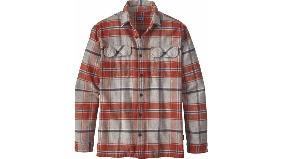 Patagonia Long Sleeve Fjord Flannel Shirt - Men's-Buckstop Plaid/Roots Red-Large