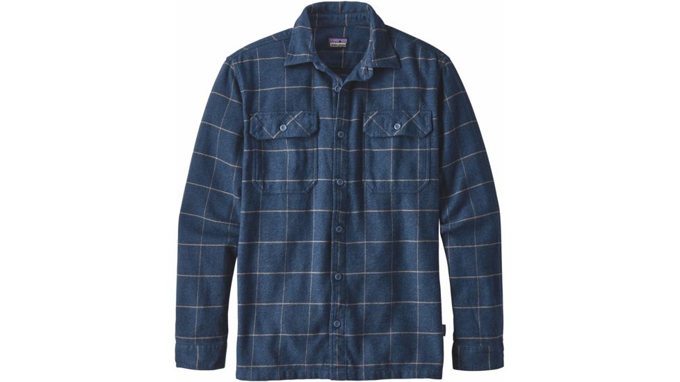 Patagonia Long Sleeve Fjord Flannel Shirt - Men's-Crafted Plaid/Glass Blue-Small