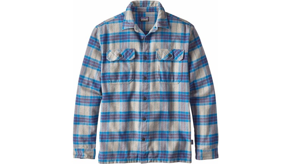 Patagonia Long Sleeve Fjord Flannel Shirt - Men's-Migration Plaid/Andes Blue-Small