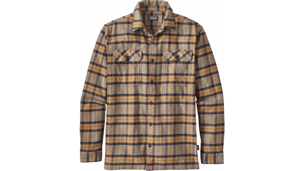 Patagonia Long Sleeve Fjord Flannel Shirt - Men's-Migration Plaid/Mojave Khaki-Small