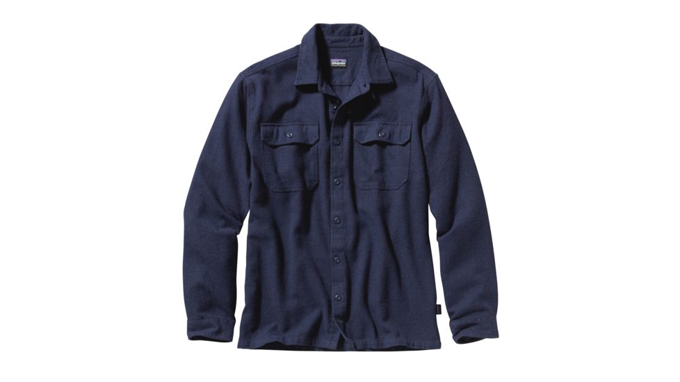 Patagonia Long Sleeve Fjord Flannel Shirt - Mens-Navy Blue-Large