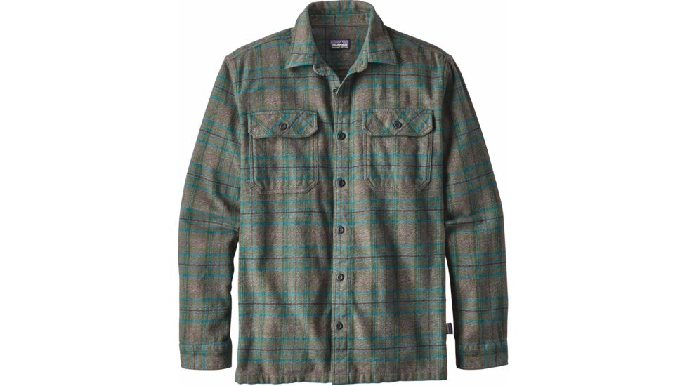 Patagonia Long Sleeve Fjord Flannel Shirt - Men's-Salty Flats/Buffalo Green-Medium