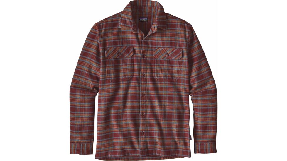 Patagonia Long Sleeve Fjord Flannel Shirt - Men's-Salty Flats/Dark Ruby-Small